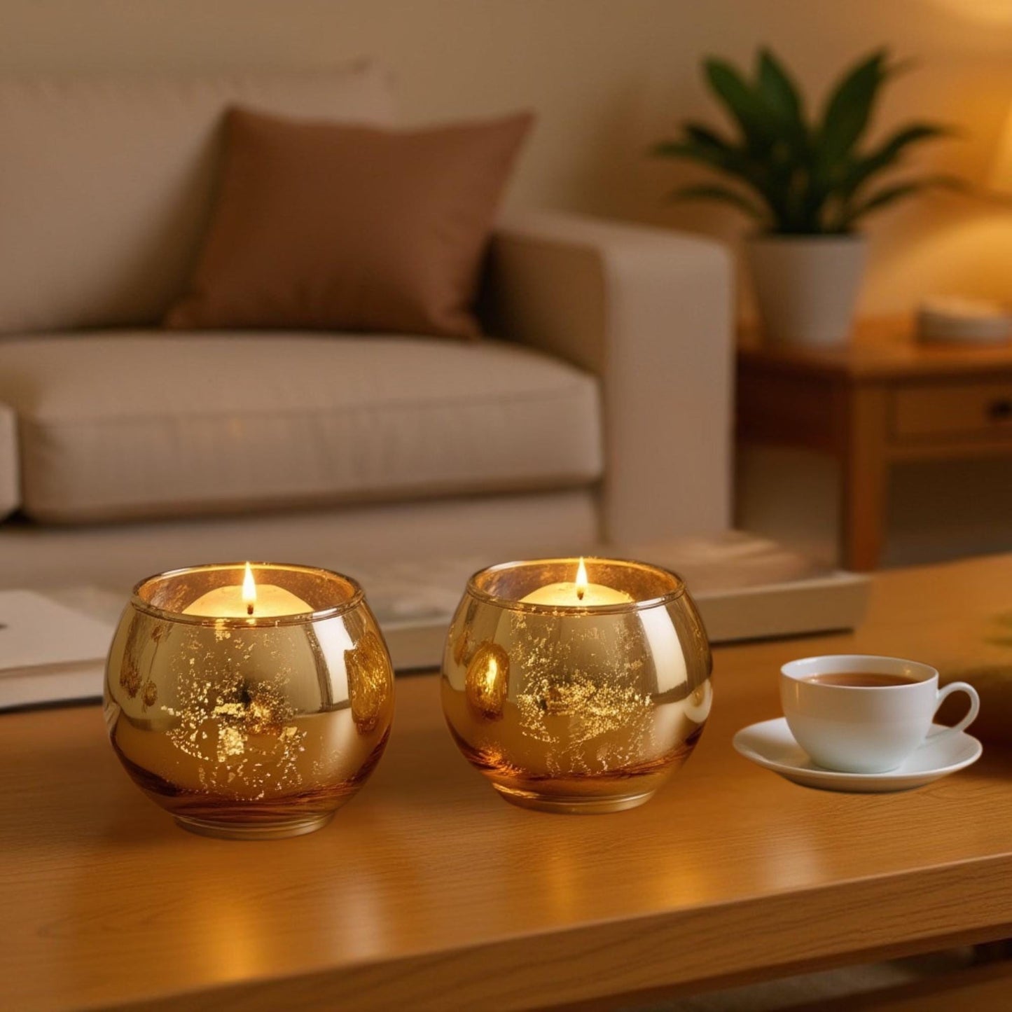 Gold Votive Candle Holders Set Of 6
