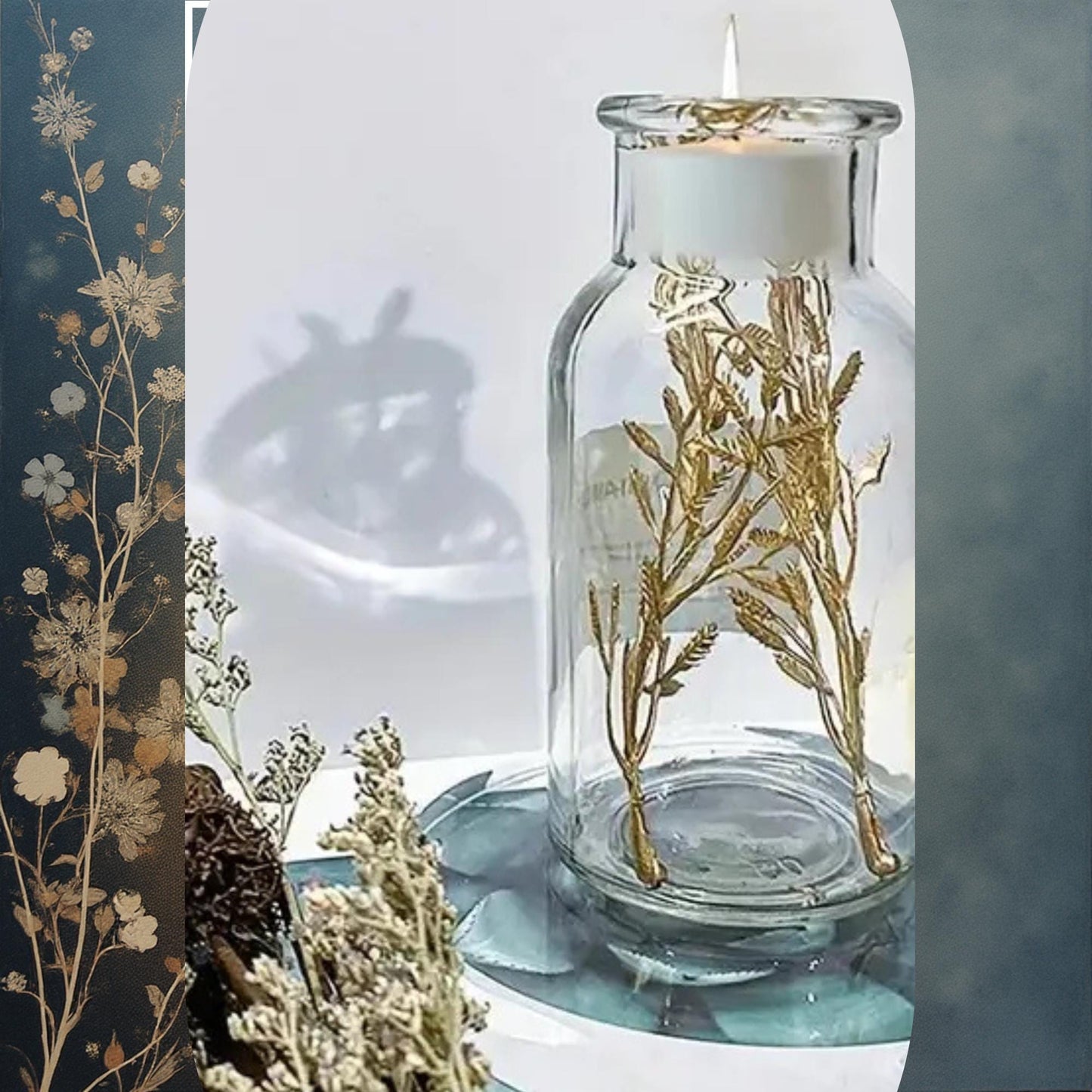 Gold/Green Branch Stem Vase Fillers - Set of 10 Wedding Centerpiece Décor