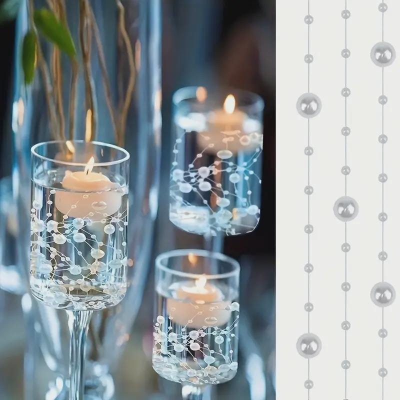 Pearl String Vase Filler – 5 Piece Set | Floating Candle & Table Decor
